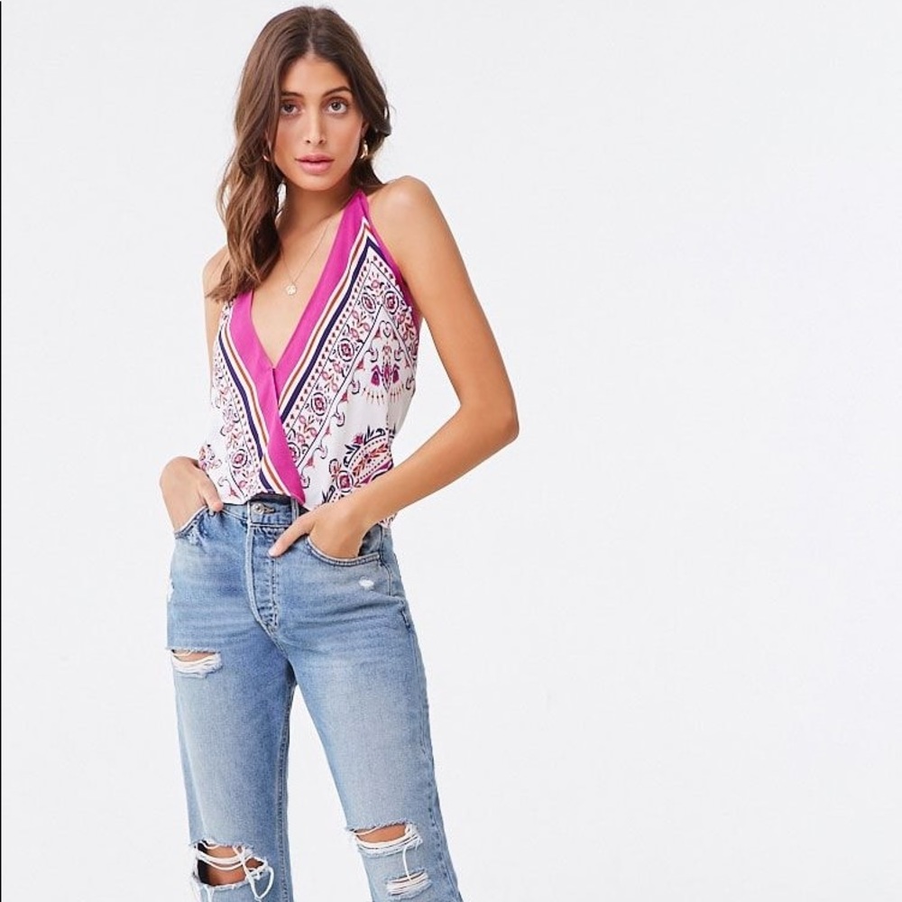 Forever21 bandana print surplice wrap top (S) NWT